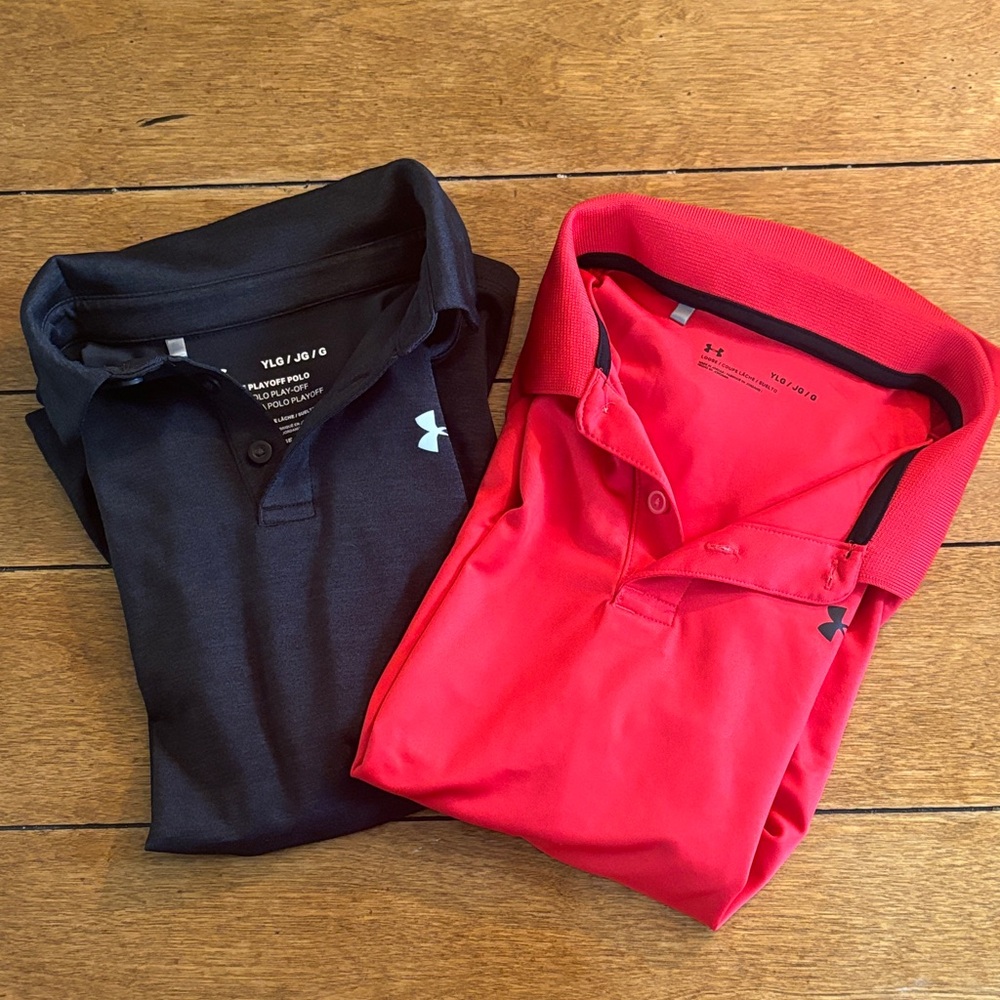 Under Armour Boys Polo Shirts - Black and Red Duo